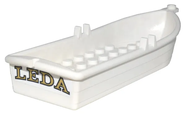 Boat, 14 x 5 x 2 with Oarlocks without Hollow Inside Studs with Tan and Black 'LEDA' Pattern (Sticker) - Set 21335
