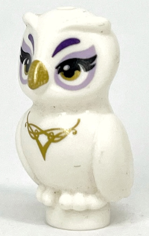 Owl, Friends Style with Gold Beak, Eyes, and Necklace, Dark Purple Eyebrows, Lavender Eye Shadow Pattern (Elves Nascha)