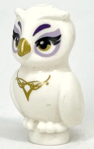 Owl, Friends Style with Gold Beak, Eyes, and Necklace, Dark Purple Eyebrows, Lavender Eye Shadow Pattern (Elves Nascha)
