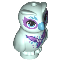 Owl, Friends Style with Medium Azure Beak, Eyes and Feathers and Medium Lavender Scarf and Eye Borders Pattern (Elves Owlyver)