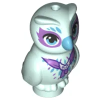 Owl, Friends Style with Medium Azure Beak, Eyes and Feathers and Medium Lavender Scarf and Eye Borders Pattern (Elves Owlyver)