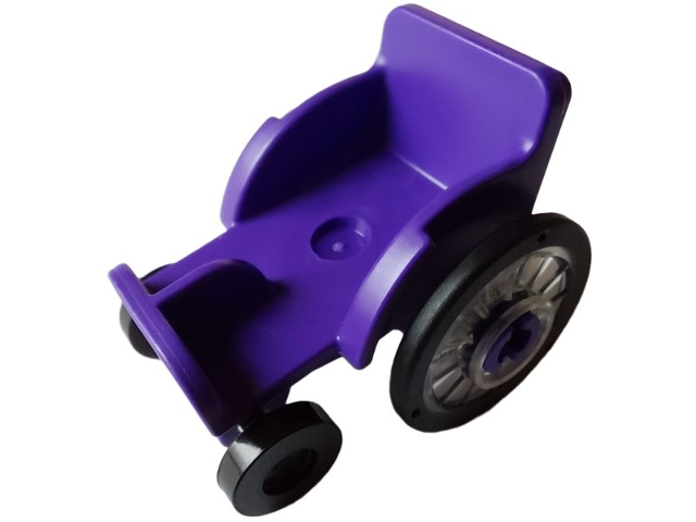 Mini Doll, Utensil Wheelchair with Trans-Clear Wheelchair Wheels with Technic Pin Hole and Black Trolley Wheels (2135 / 80441pb01 / 2496)
