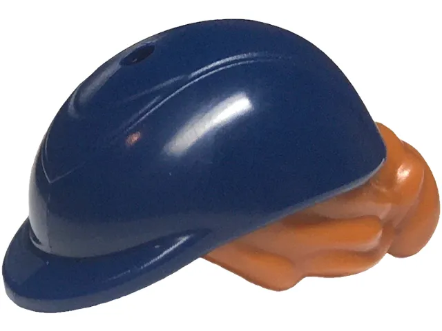 Mini Doll, Hair Combo, Hair with Hat, Bun and Side Bangs, Hole on Top with Molded Dark Blue Horse Riding Helmet Pattern