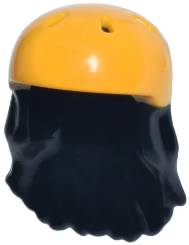 Mini Doll, Hair Combo, Hair with Hat, Long with Molded Bright Light Orange Bicycle Helmet Pattern