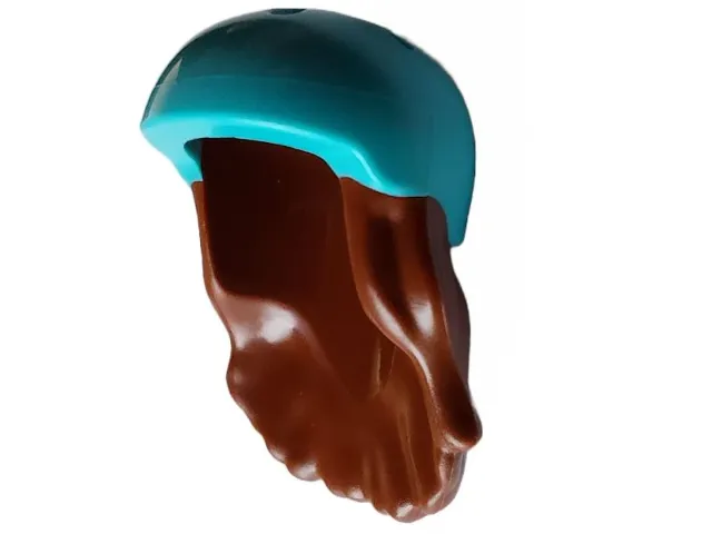 Mini Doll, Hair Combo, Hair with Hat, Long with Molded Medium Azure Bicycle Helmet Pattern