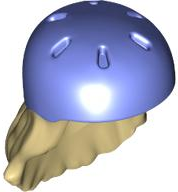 Mini Doll, Hair Combo, Hair with Hat, Long with Molded Blue Violet Bicycle Helmet Pattern