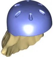 Mini Doll, Hair Combo, Hair with Hat, Long with Molded Blue Violet Bicycle Helmet Pattern