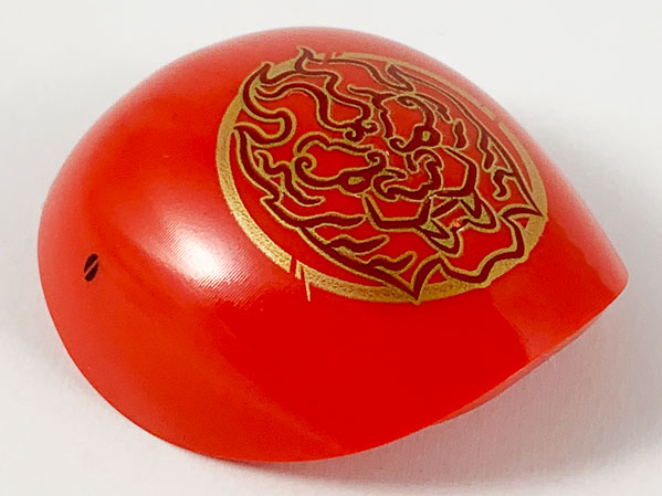 Large Figure Armor, Round, Smooth with Ornate Gold Flaming Lion Head Pattern