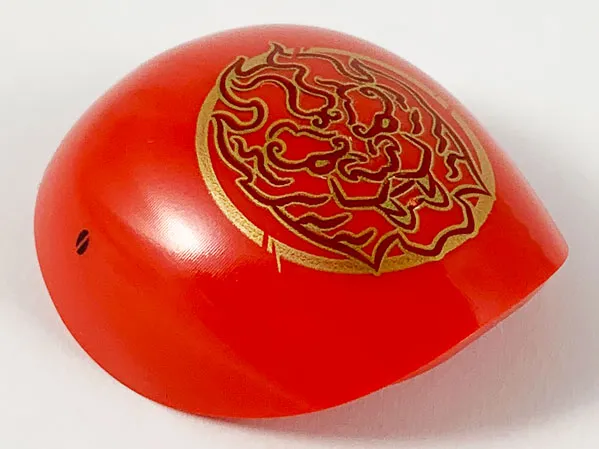 Large Figure Armor, Round, Smooth with Ornate Gold Flaming Lion Head Pattern