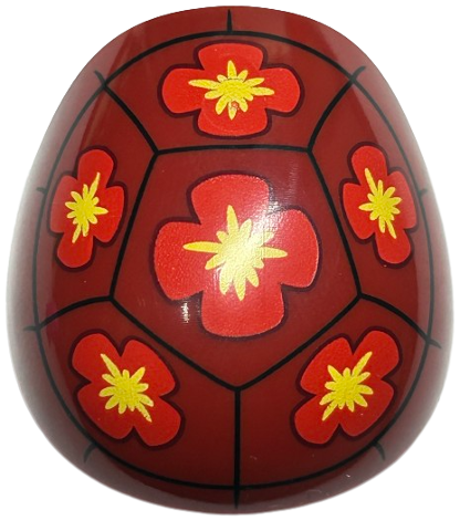Large Figure Armor, Round, Smooth with Black Lines and Red and Yellow Flowers Pattern (Squirt Turtle Shell)
