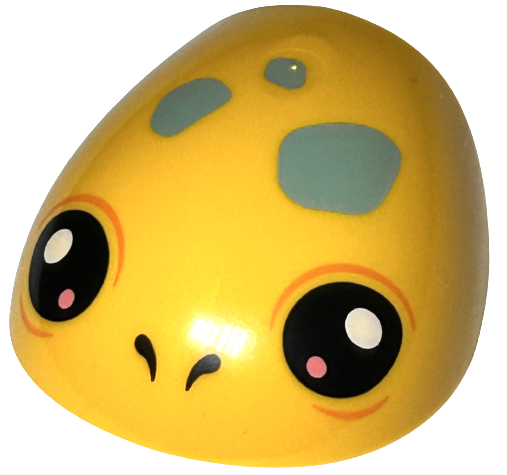 Large Figure Armor, Round, Smooth with Black Nostrils and Eyes with Coral and White Dots and Sand Green Spots Pattern (Turtle Head)