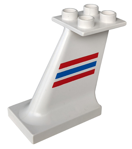 Duplo Airplane Jetliner Tail with Red and Blue Stripes Pattern