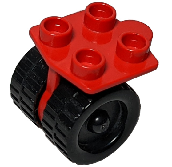 Duplo Wheel Double Assembly with 4 Studs and Black Wide Wheels