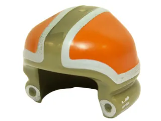 Minifigure, Headgear Helmet SW Ground Crew with Orange and White Panels and Silver Circles Pattern