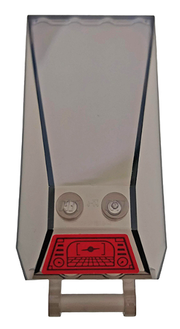 Windscreen 8 x 4 x 2 with 2 Studs and Bar Handle with Black Head-Up Display (HUD) on Red Background Pattern (Sticker) - Set 76098