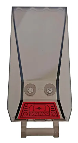 Windscreen 8 x 4 x 2 with 2 Studs and Bar Handle with Black Head-Up Display (HUD) on Red Background Pattern (Sticker) - Set 76098
