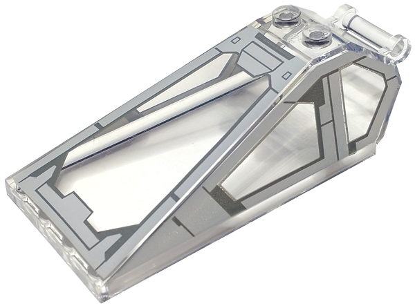 Windscreen 8 x 4 x 2 with 2 Studs and Bar Handle with Light Bluish Gray Cockpit Window Frames and Dark Bluish Gray Panels and Lines Pattern