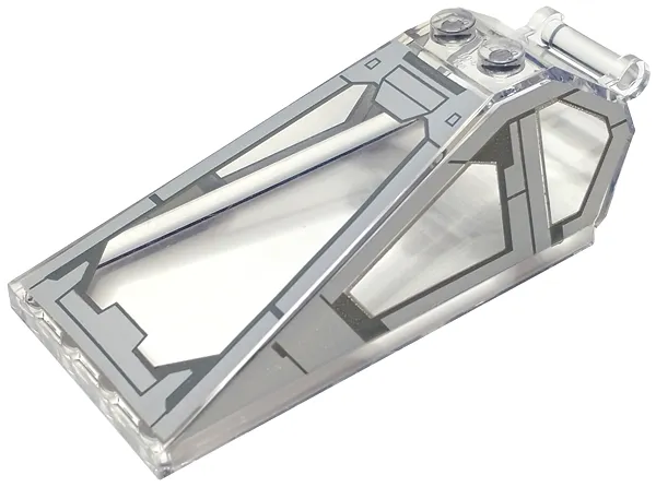 Windscreen 8 x 4 x 2 with 2 Studs and Bar Handle with Light Bluish Gray Cockpit Window Frames and Dark Bluish Gray Panels and Lines Pattern