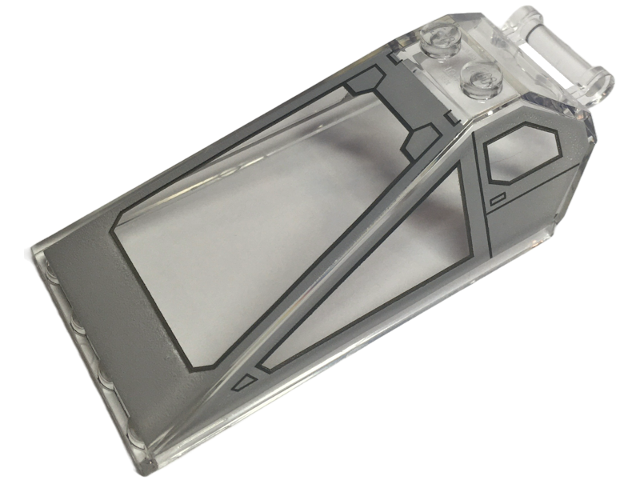 Windscreen 8 x 4 x 2 with 2 Studs and Bar Handle with Light Bluish Gray Cockpit Window Frames with Dark Bluish Gray Lines Pattern