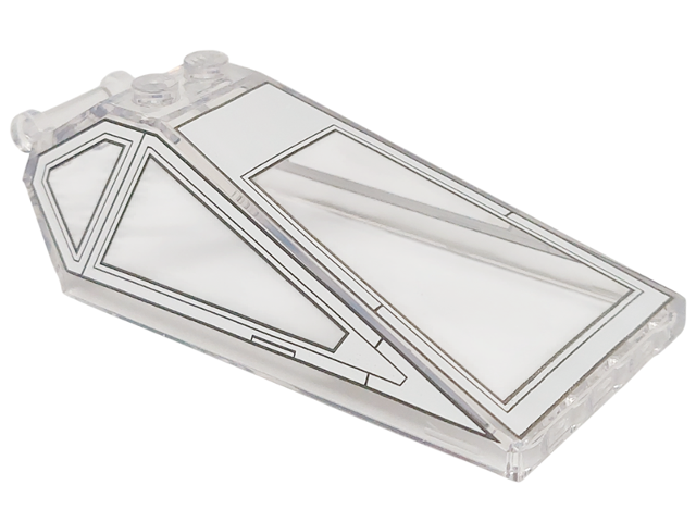 Windscreen 8 x 4 x 2 with 2 Studs and Bar Handle with White Cockpit Window Frames, Long Side Windows and Detail Lines Pattern