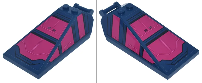 Windscreen 8 x 4 x 2 with 2 Studs and Bar Handle with Black and Magenta Mechanical Armor Pattern on Top and Both Sides (Stickers) - Set 76316