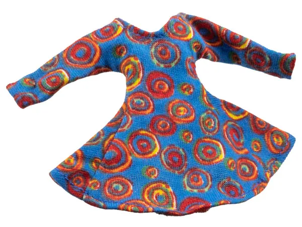 Scala, Clothes Female Dress with Long Sleeves with Red, Orange, and Yellow Circles Pattern