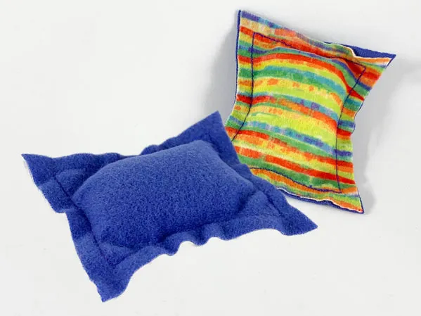 Scala Cloth Pillow Small with Violet and Multicolored Stripes Sides