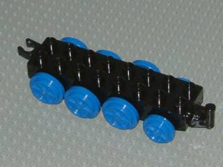 Duplo, Train Base 2 x 8 with 8 Blue Train Wheels and Movable Hook