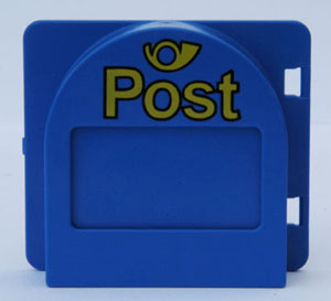 Duplo Door / Window Pane Mailbox 1 x 4 x 3 Raised with Flap with 'Post' and Trumpet Pattern