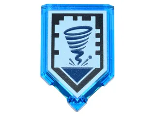 Tile, Modified 2 x 3 Pentagonal with Nexo Power Shield Pattern - Sword Tornado