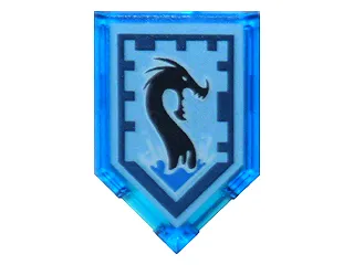 Tile, Modified 2 x 3 Pentagonal with Nexo Power Shield Pattern - Sea Dragon
