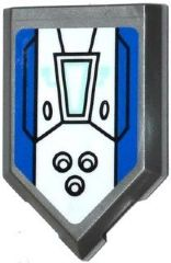 Tile, Modified 2 x 3 Pentagonal with Blue and White Stripes, Holes, 2 Trapezoids and Armor Plates Pattern (Sticker) - Set 70312