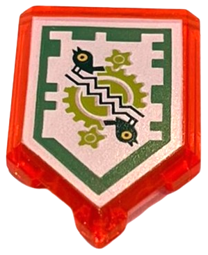 Tile, Modified 2 x 3 Pentagonal with Nexo Power Shield Pattern - Time Breach (Green Border)