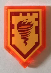 Tile, Modified 2 x 3 Pentagonal with Nexo Power Shield Pattern - Fire Tornado
