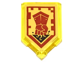 Tile, Modified 2 x 3 Pentagonal with Nexo Power Shield Pattern - Fist Smash
