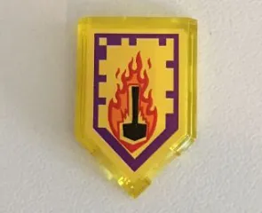 Tile, Modified 2 x 3 Pentagonal with Nexo Power Shield Pattern - Flame Wreck