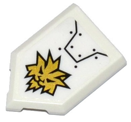 Tile, Modified 2 x 3 Pentagonal with Armor Plates and Gold Lion Head Pattern (Sticker) - Set 70588
