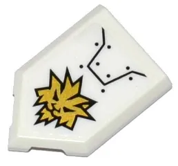 Tile, Modified 2 x 3 Pentagonal with Armor Plates and Gold Lion Head Pattern (Sticker) - Set 70588
