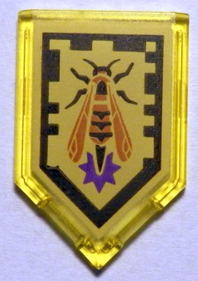 Tile, Modified 2 x 3 Pentagonal with Nexo Power Shield Pattern - Wasp Missile