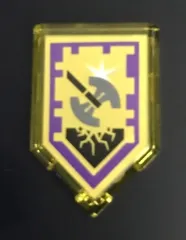 Tile, Modified 2 x 3 Pentagonal with Nexo Power Shield Pattern - Shining Axe