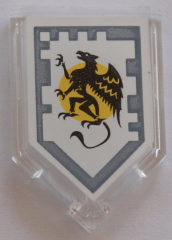 Tile, Modified 2 x 3 Pentagonal with Nexo Power Shield Pattern - Griffon of Graciousness