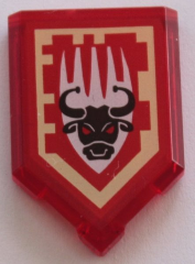 Tile, Modified 2 x 3 Pentagonal with Nexo Power Shield Pattern - Bull Race