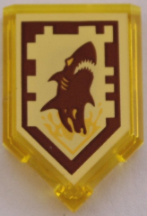 Tile, Modified 2 x 3 Pentagonal with Nexo Power Shield Pattern - Shark Attack