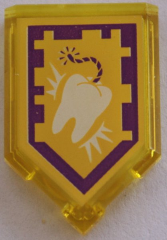 Tile, Modified 2 x 3 Pentagonal with Nexo Power Shield Pattern - Tooth Buster