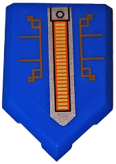 Tile, Modified 2 x 3 Pentagonal with Orange and Bright Light Yellow Bar and Orange Circuitry Pattern (Sticker) - Sets 70317 / 70324