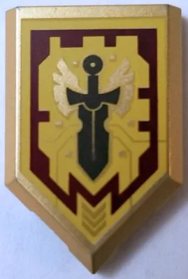 Tile, Modified 2 x 3 Pentagonal with Nexo Power Shield Pattern - Merlok Power Sword