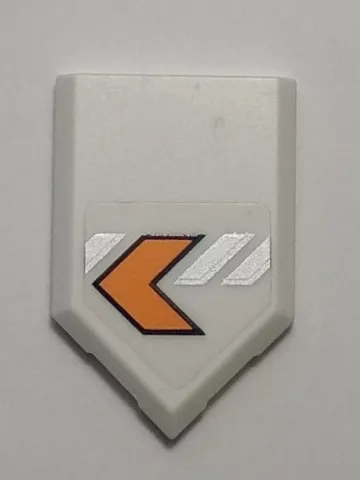 Tile, Modified 2 x 3 Pentagonal with Orange Arrow Model Right Side Pattern (Sticker) - Set 70348