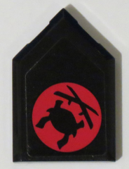 Tile, Modified 2 x 3 Pentagonal with Red Samurai Helmet and Crossed Swords Pattern (Sticker) - Set 70596