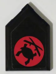 Tile, Modified 2 x 3 Pentagonal with Red Samurai Helmet and Crossed Swords Pattern (Sticker) - Set 70596