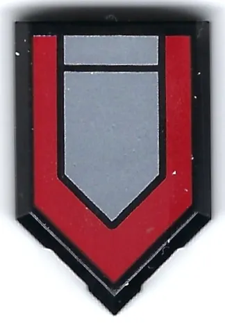Tile, Modified 2 x 3 Pentagonal with Silver Shield and Red Border Pattern
